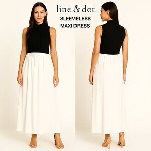Line & Dot Black White Sleeveless Maxi Dress S NWT